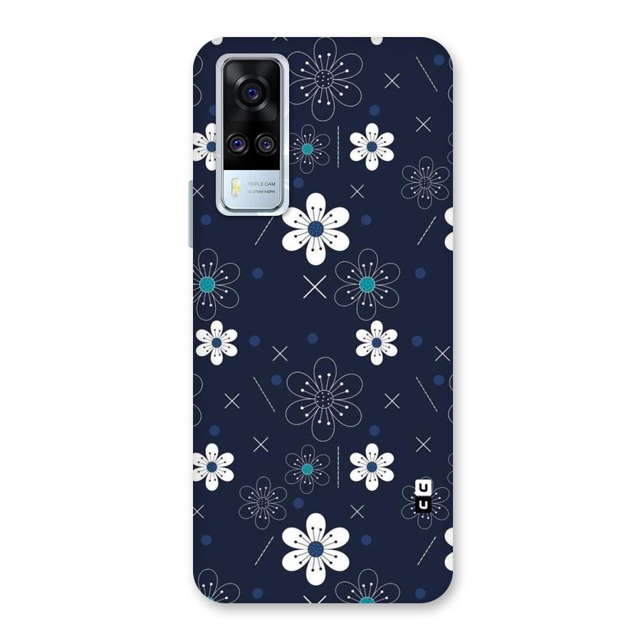 White Floral Shapes Back Case for Vivo Y31