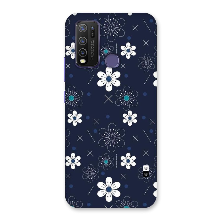White Floral Shapes Back Case for Vivo Y50