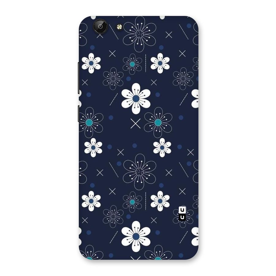 White Floral Shapes Back Case for Vivo Y69