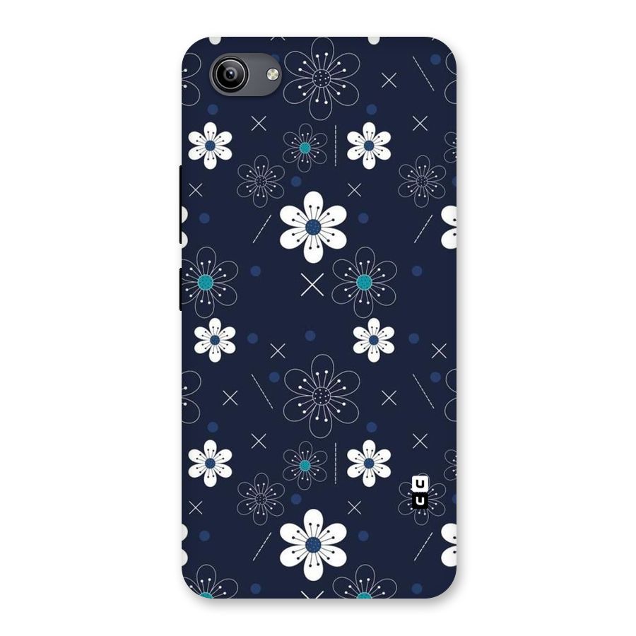 White Floral Shapes Back Case for Vivo Y81i