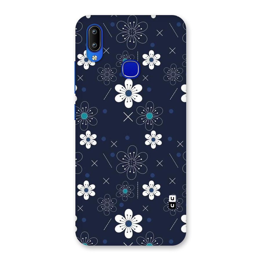 White Floral Shapes Back Case for Vivo Y91
