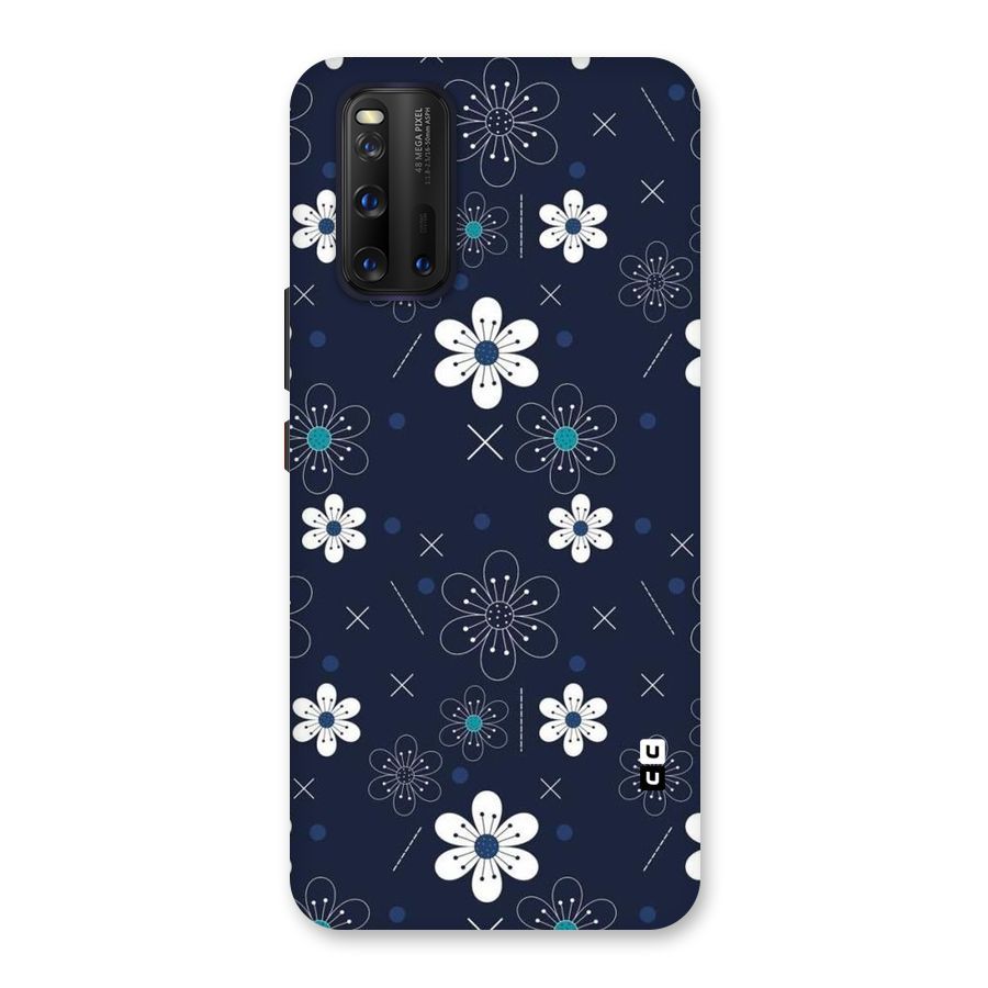 White Floral Shapes Back Case for Vivo iQOO 3