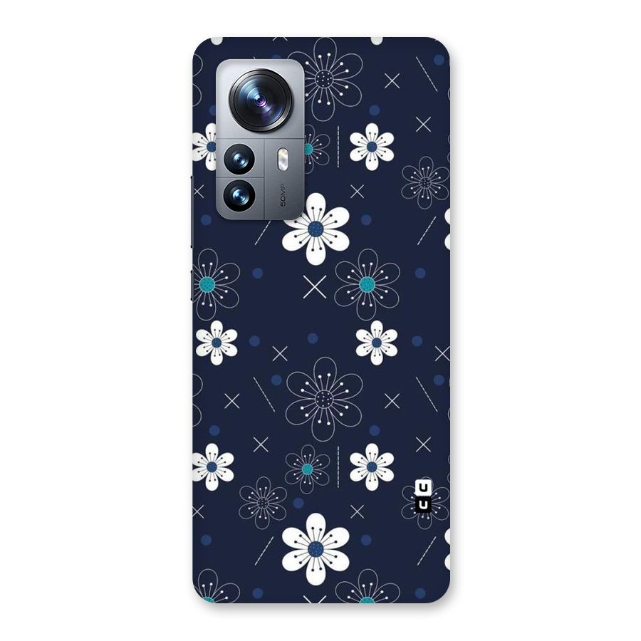 White Floral Shapes Back Case for Xiaomi 12 Pro