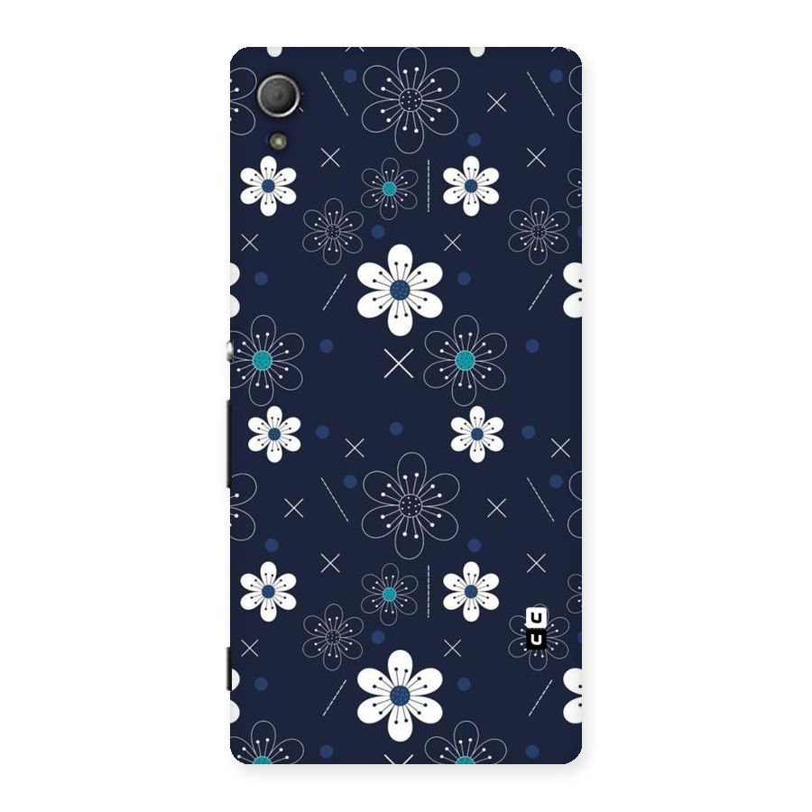 White Floral Shapes Back Case for Xperia Z3 Plus