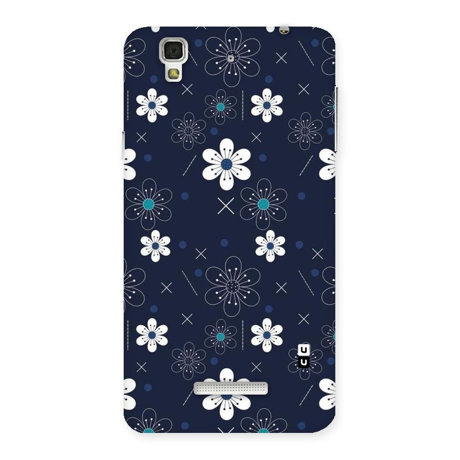 White Floral Shapes Back Case for YU Yureka Plus
