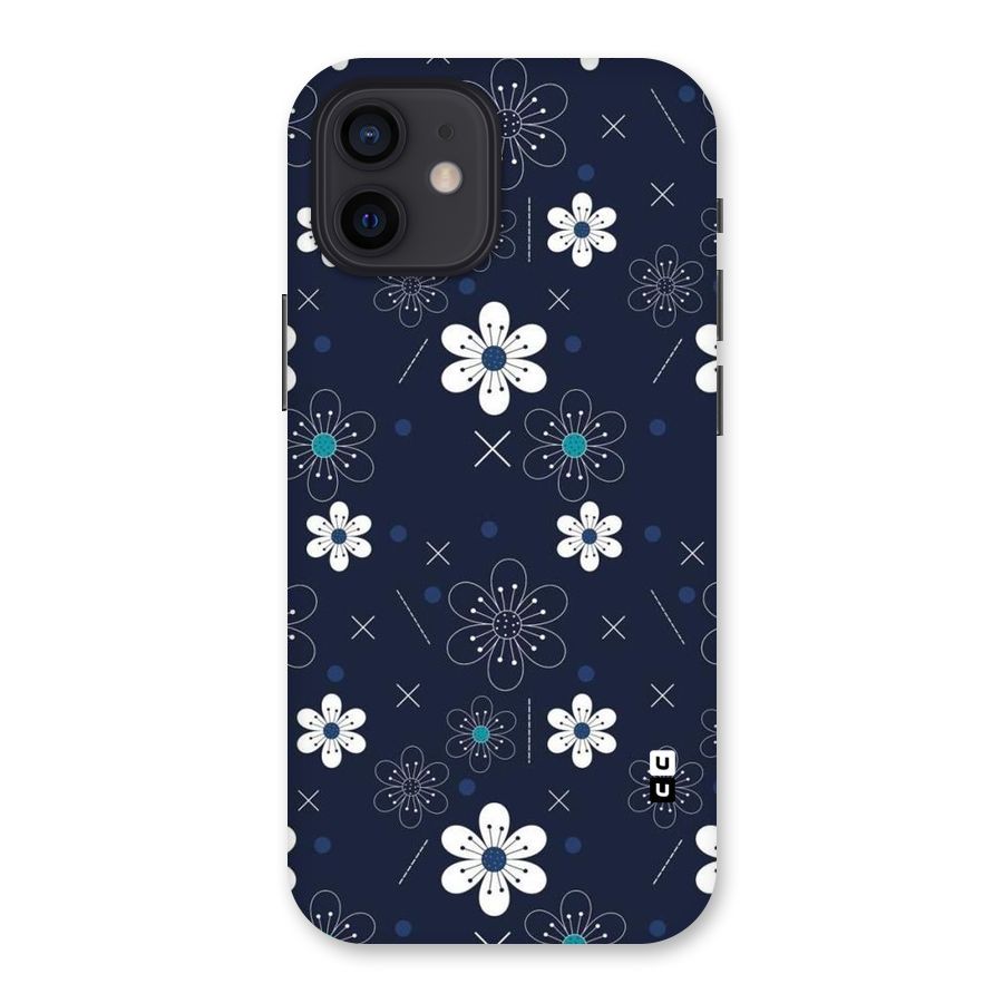 White Floral Shapes Back Case for iPhone 12