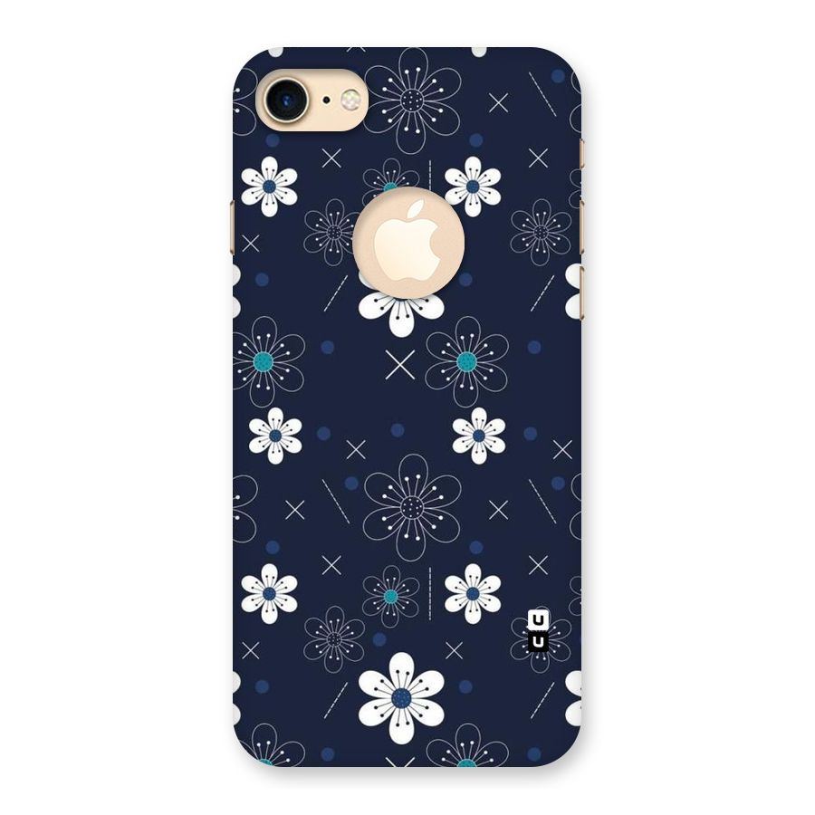 White Floral Shapes Back Case for iPhone 8 Logo Cut