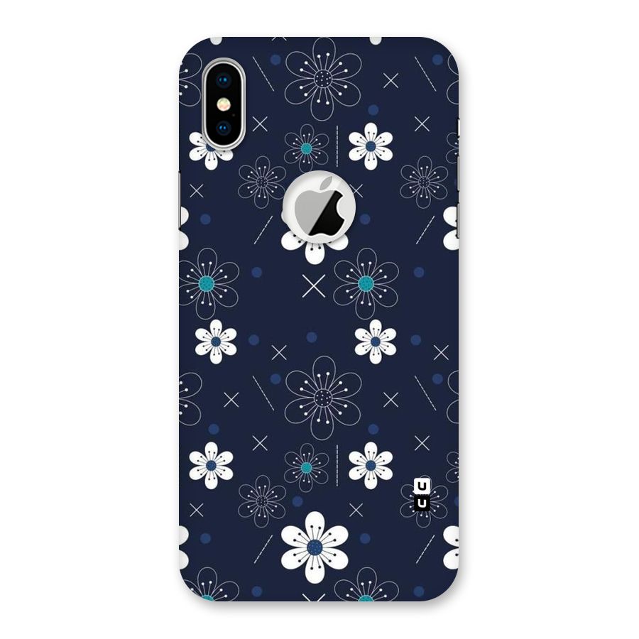 White Floral Shapes Back Case for iPhone X Logo Cut