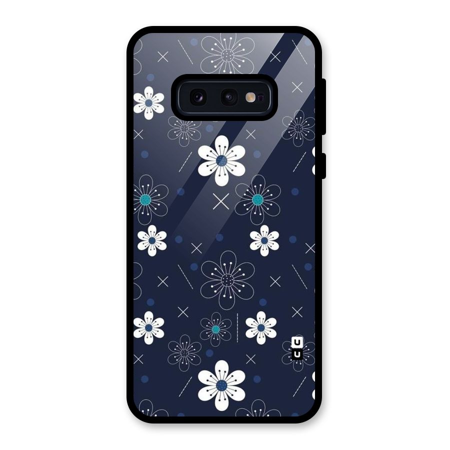 White Floral Shapes Glass Back Case for Galaxy S10e