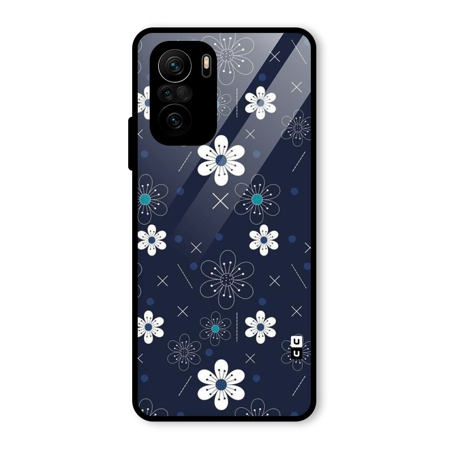 White Floral Shapes Glass Back Case for Mi 11X Pro