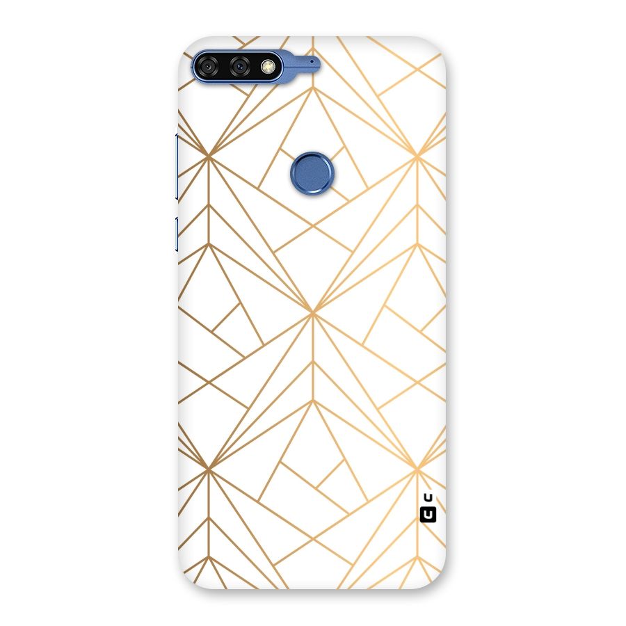 White Golden Zig Zag Back Case for Honor 7C
