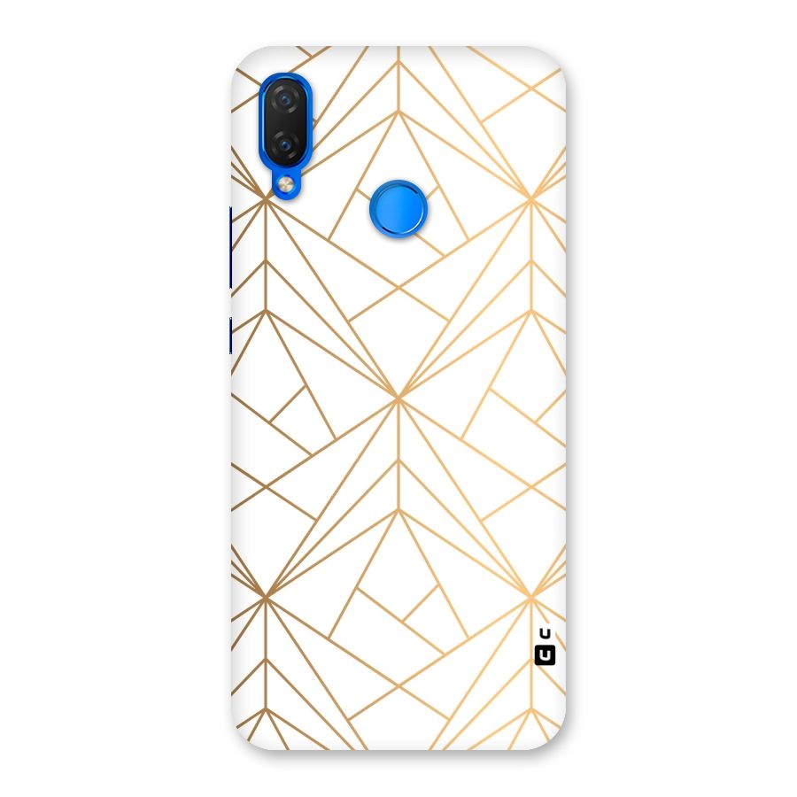 White Golden Zig Zag Back Case for Huawei P Smart+