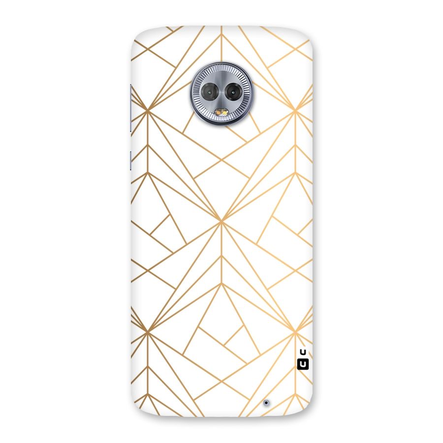 White Golden Zig Zag Back Case for Moto G6 Plus