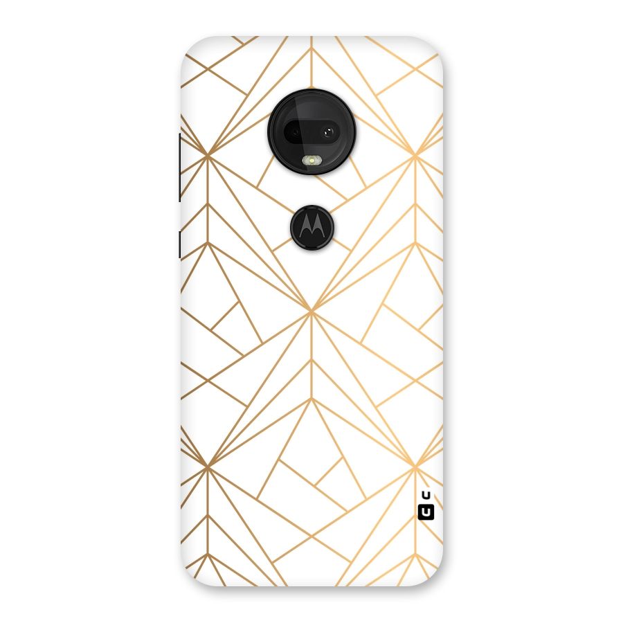 White Golden Zig Zag Back Case for Moto G7