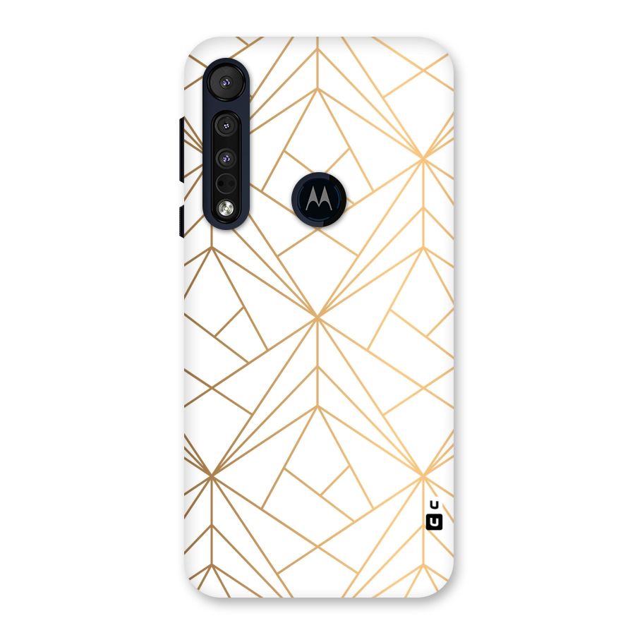 White Golden Zig Zag Back Case for Motorola One Macro