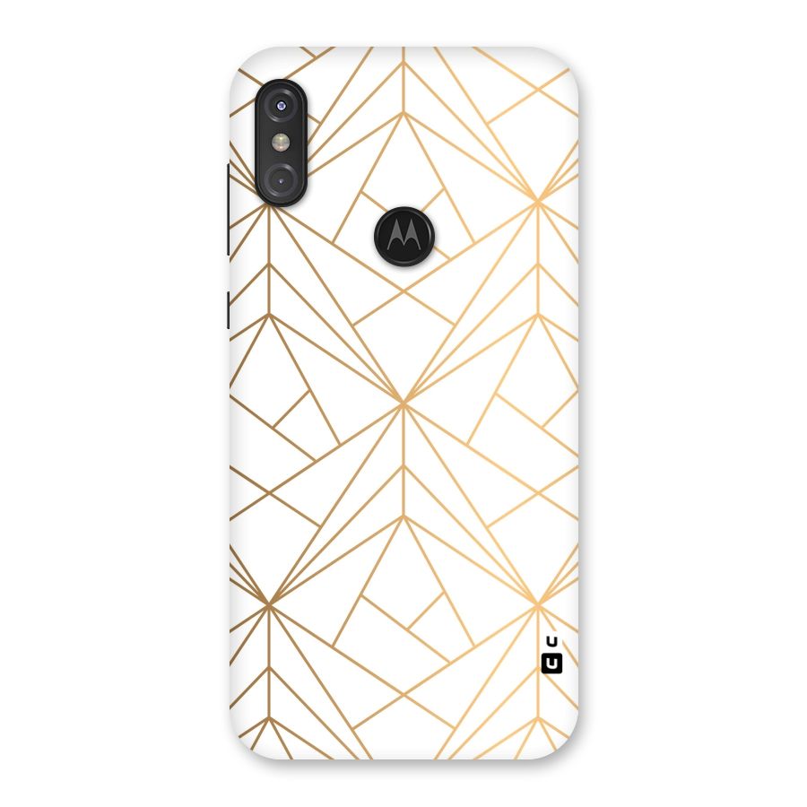 White Golden Zig Zag Back Case for Motorola One Power