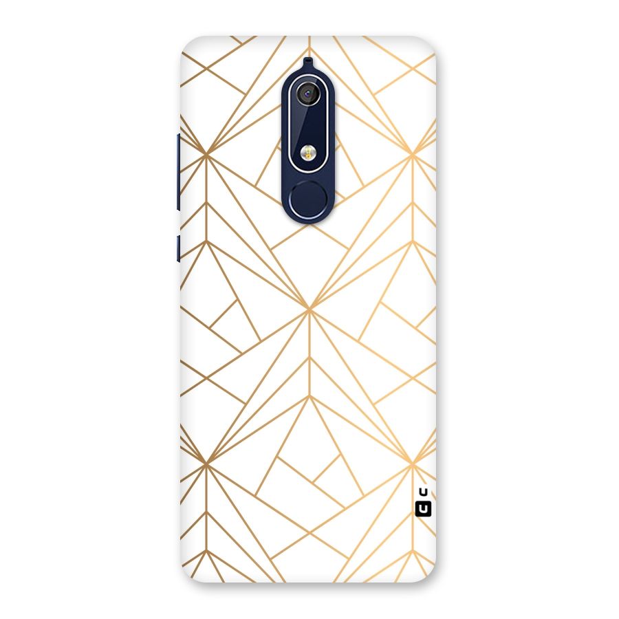White Golden Zig Zag Back Case for Nokia 5.1