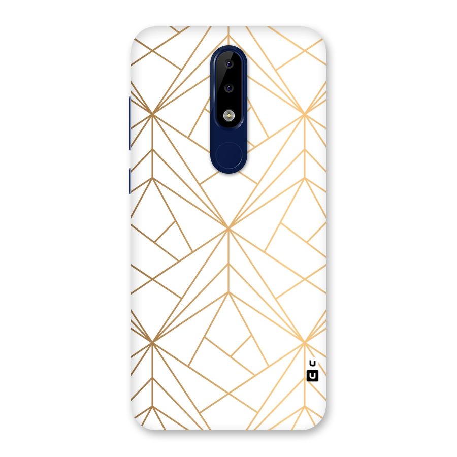 White Golden Zig Zag Back Case for Nokia 5.1 Plus