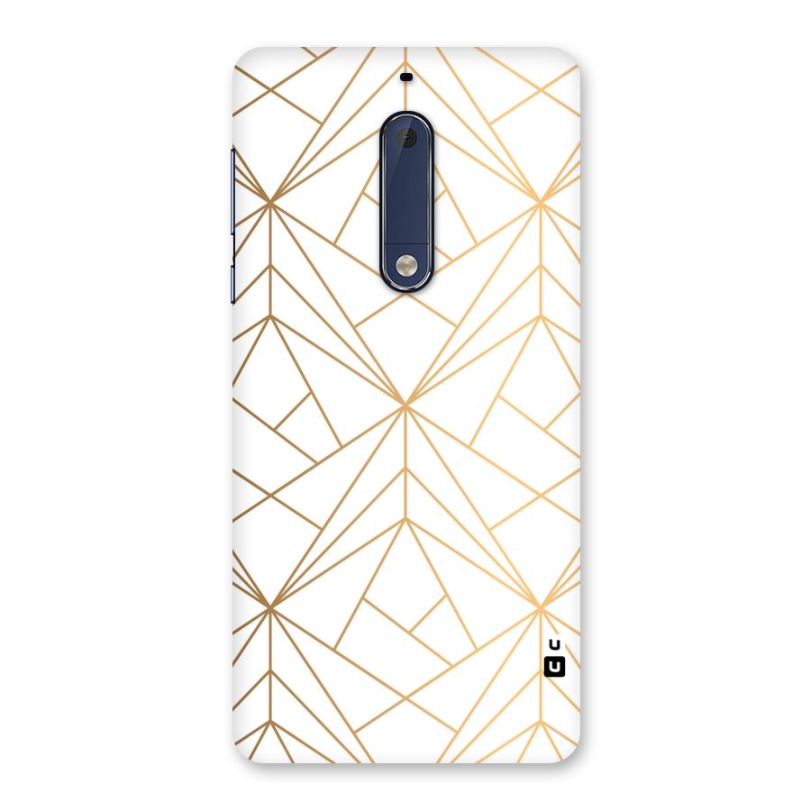 White Golden Zig Zag Back Case for Nokia 5