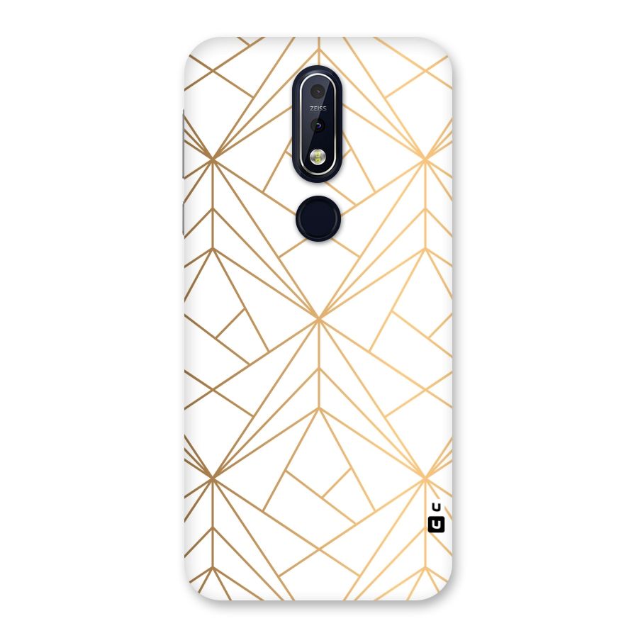 White Golden Zig Zag Back Case for Nokia 7.1