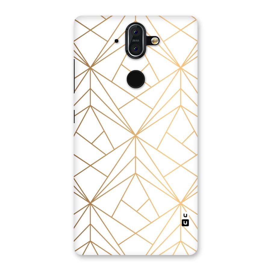 White Golden Zig Zag Back Case for Nokia 8 Sirocco