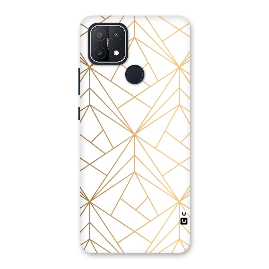 White Golden Zig Zag Back Case for Oppo A15