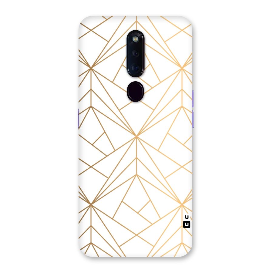 White Golden Zig Zag Back Case for Oppo F11 Pro