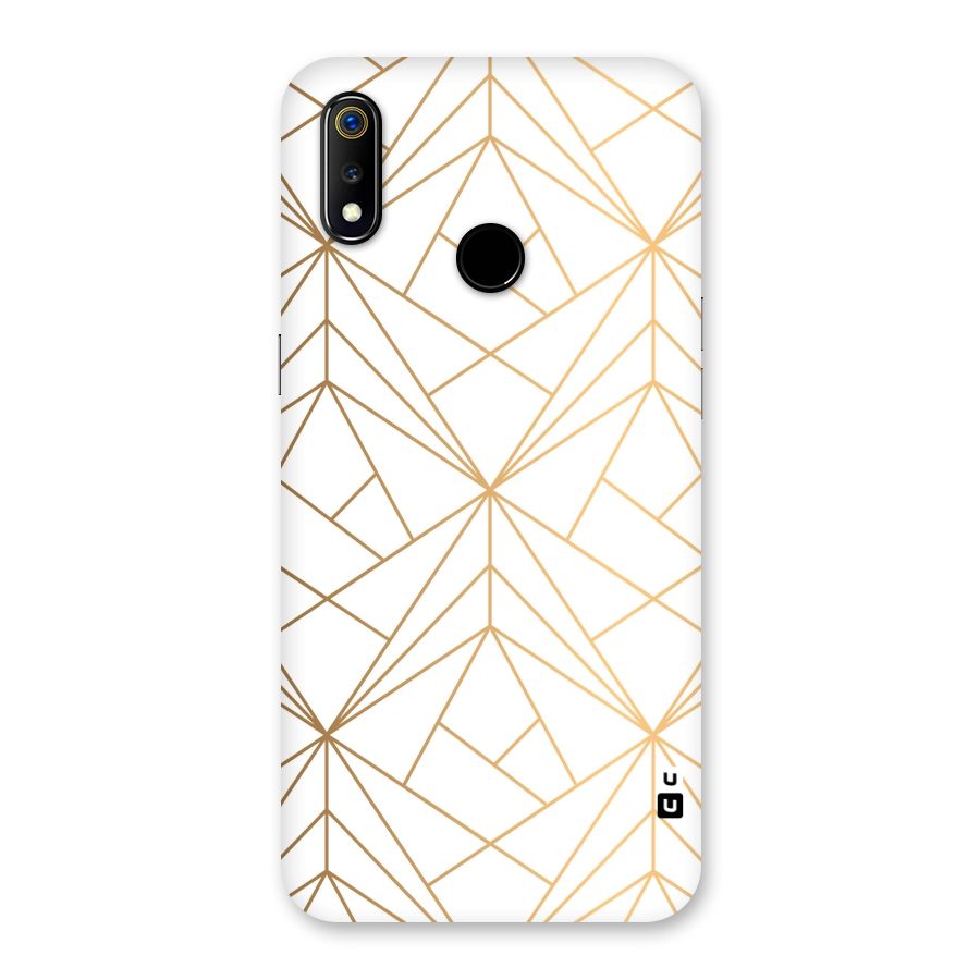 White Golden Zig Zag Back Case for Realme 3