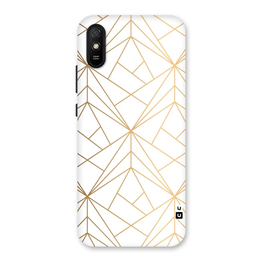 White Golden Zig Zag Back Case for Redmi 9A