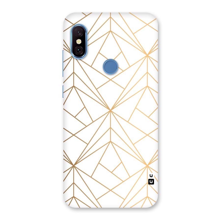 White Golden Zig Zag Back Case for Redmi Note 6 Pro