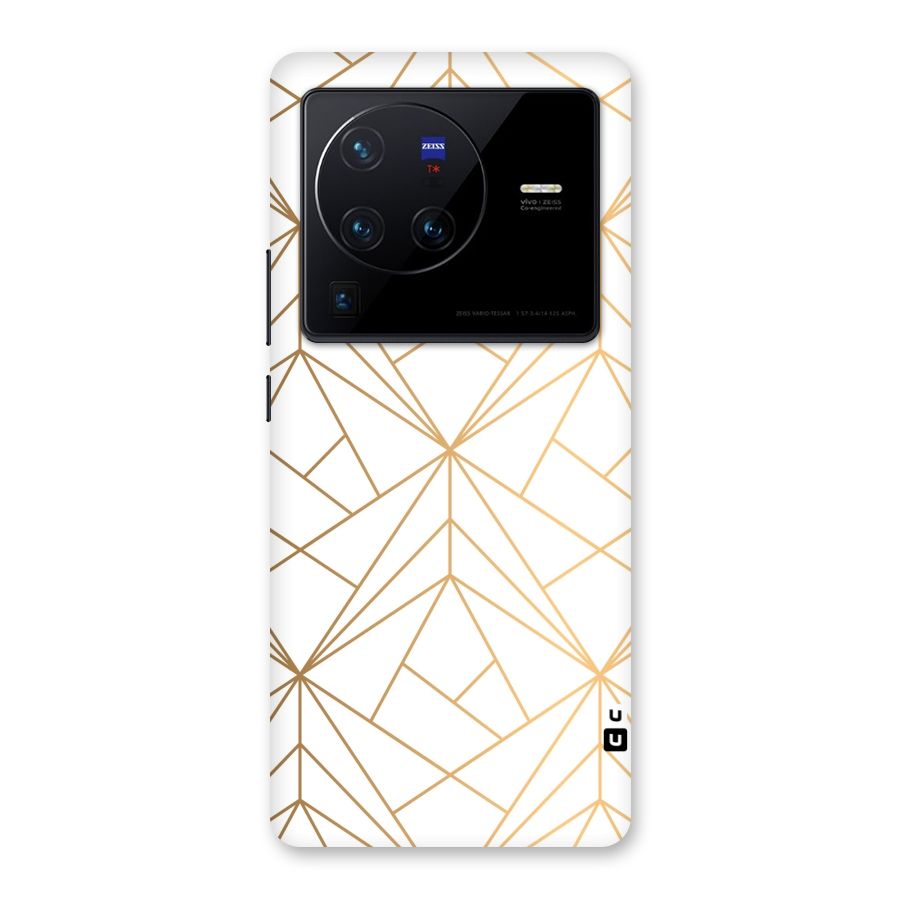 White Golden Zig Zag Back Case for Vivo X80 Pro