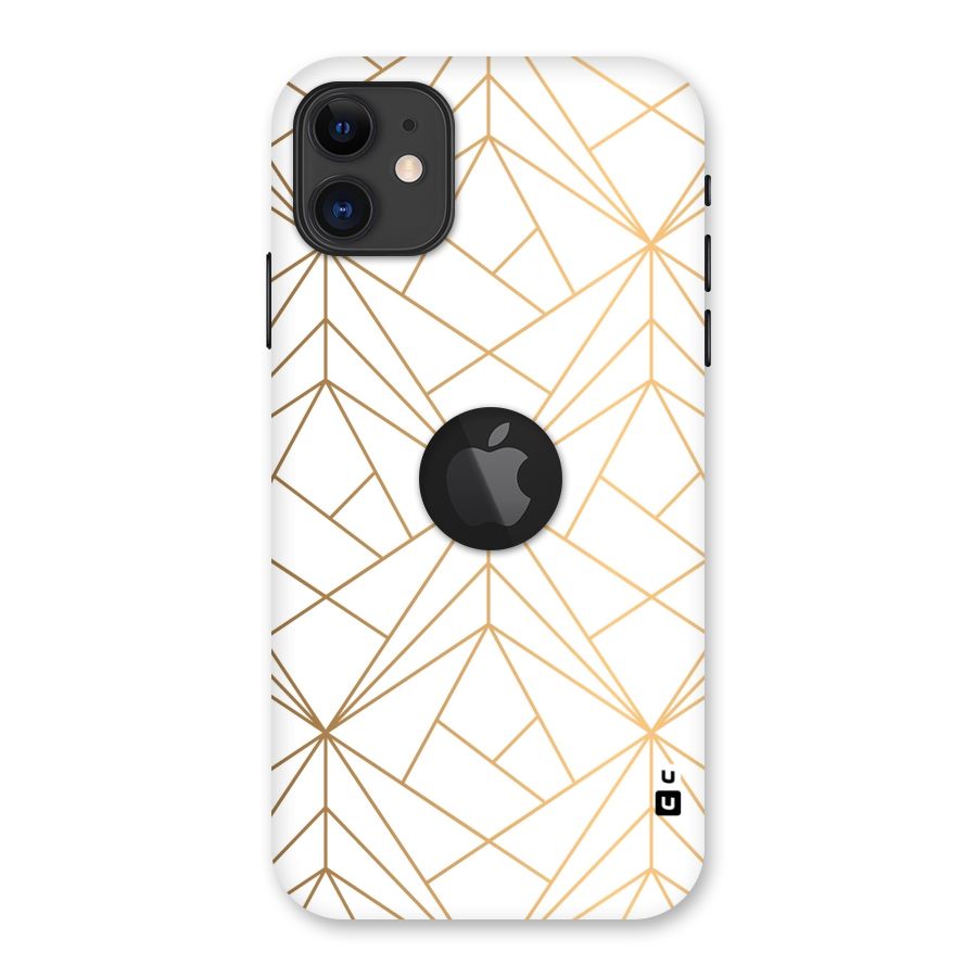 White Golden Zig Zag Back Case for iPhone 11 Logo Cut