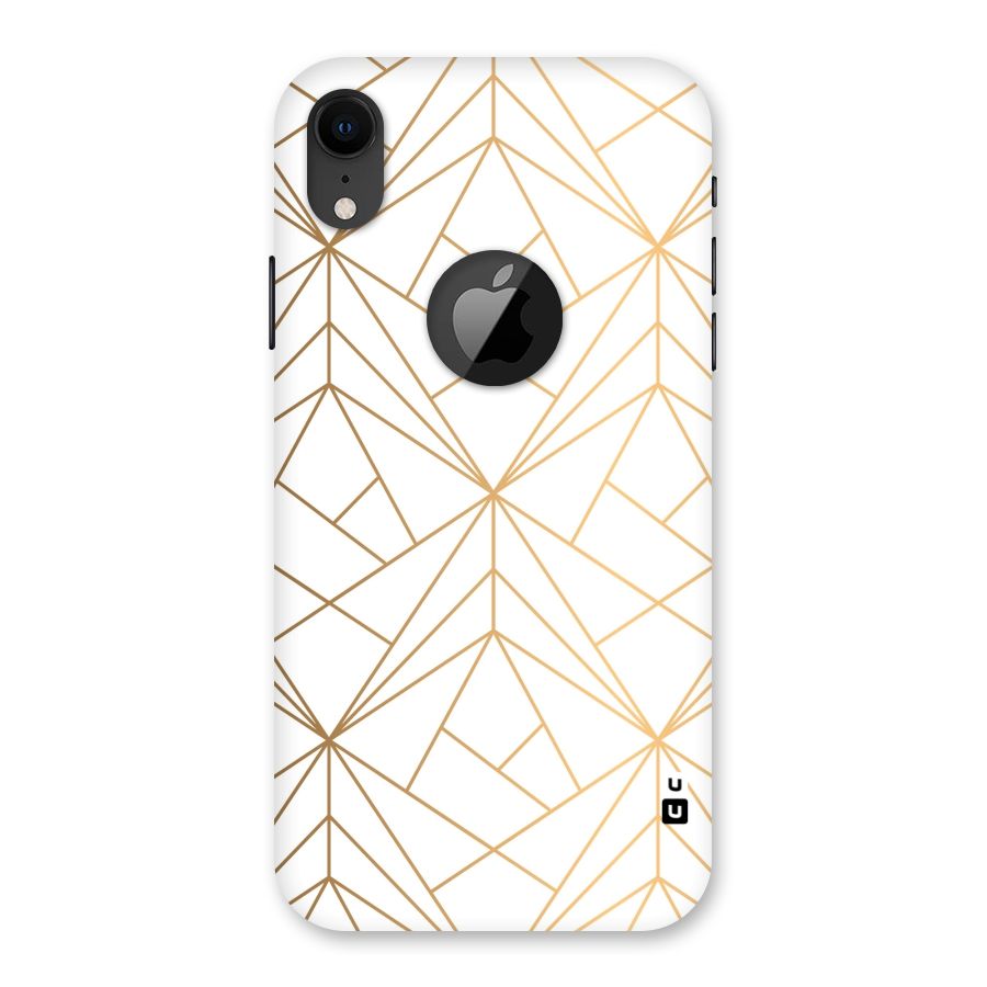 White Golden Zig Zag Back Case for iPhone XR Logo Cut