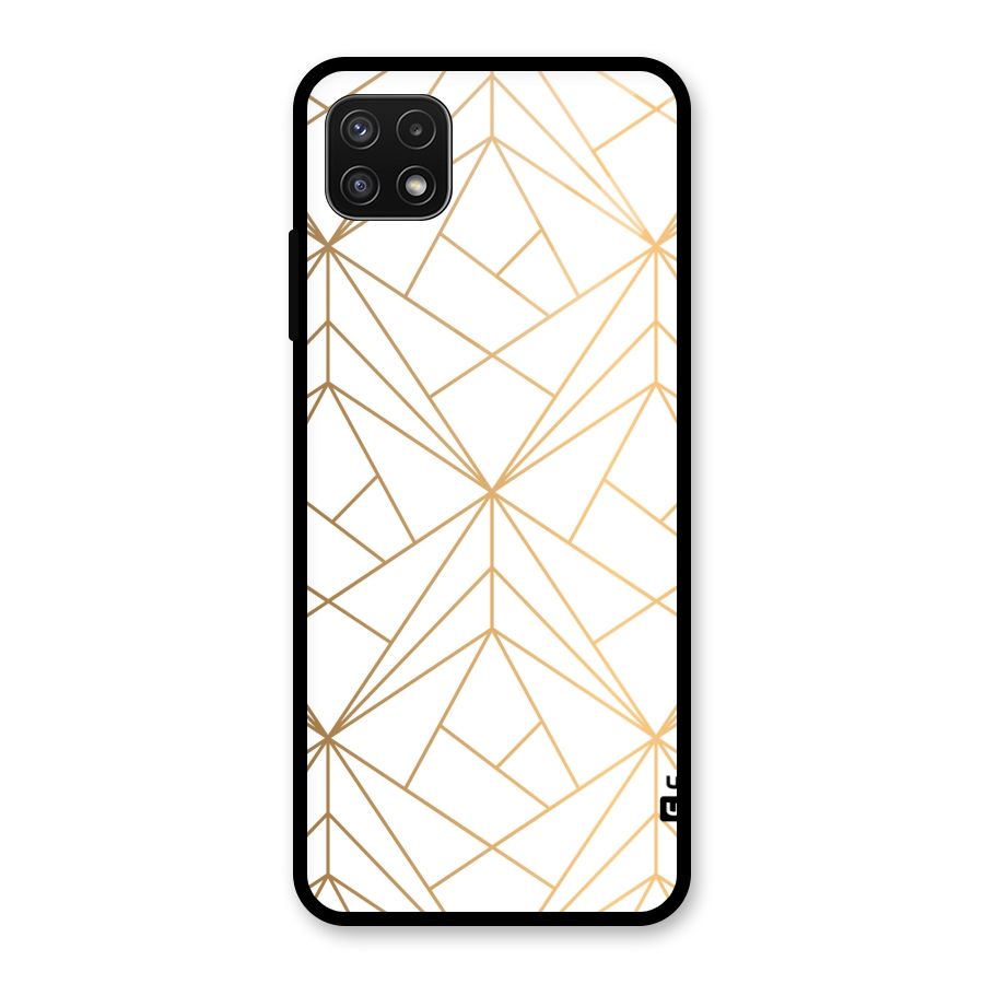White Golden Zig Zag Glass Back Case for Galaxy A22 5G