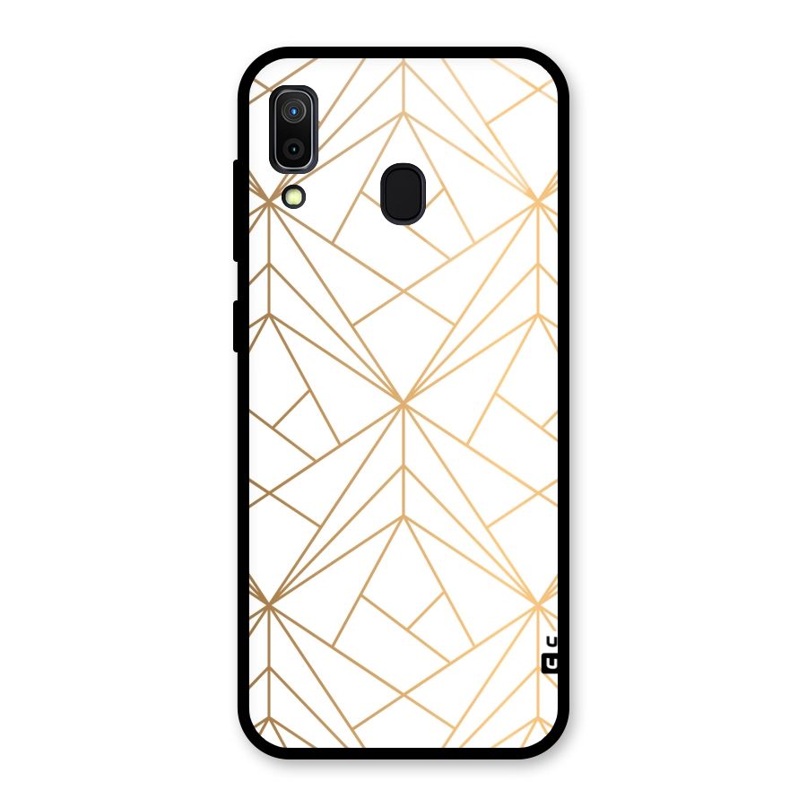 White Golden Zig Zag Glass Back Case for Galaxy A30