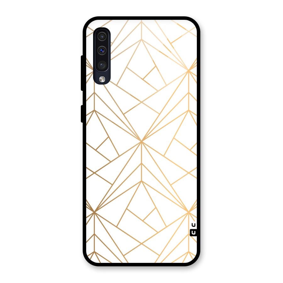 White Golden Zig Zag Glass Back Case for Galaxy A50s