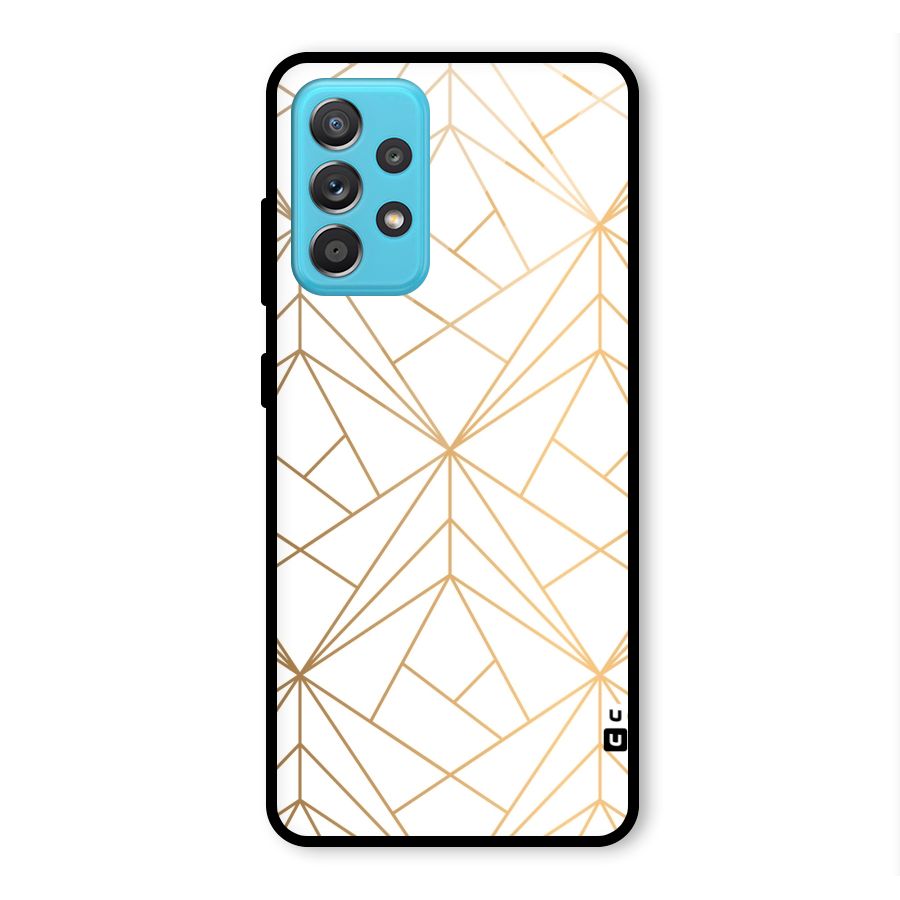 White Golden Zig Zag Glass Back Case for Galaxy A52