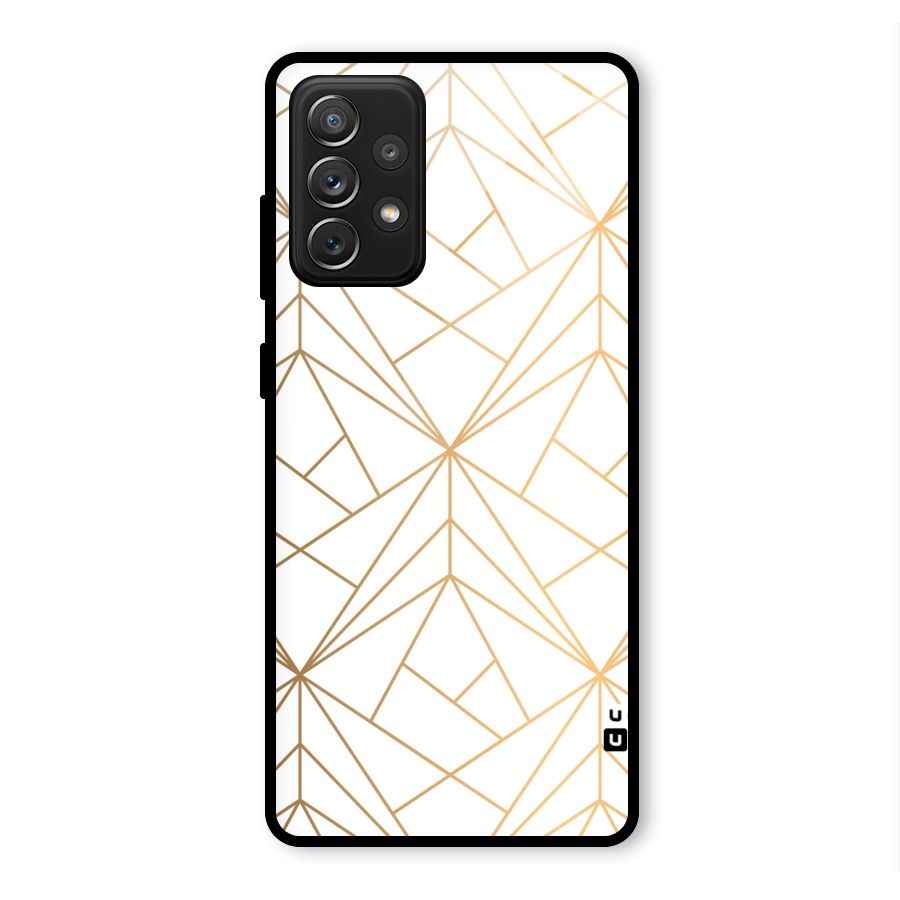 White Golden Zig Zag Glass Back Case for Galaxy A72