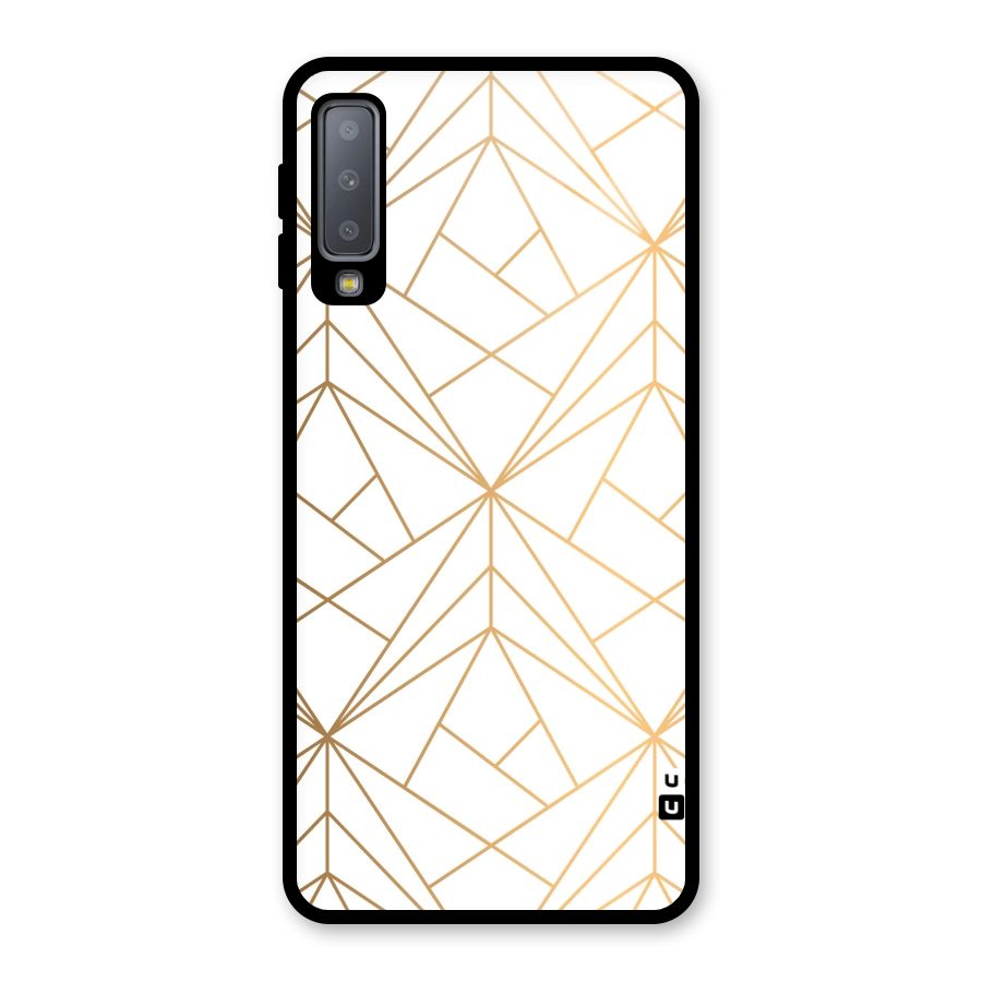 White Golden Zig Zag Glass Back Case for Galaxy A7 (2018)