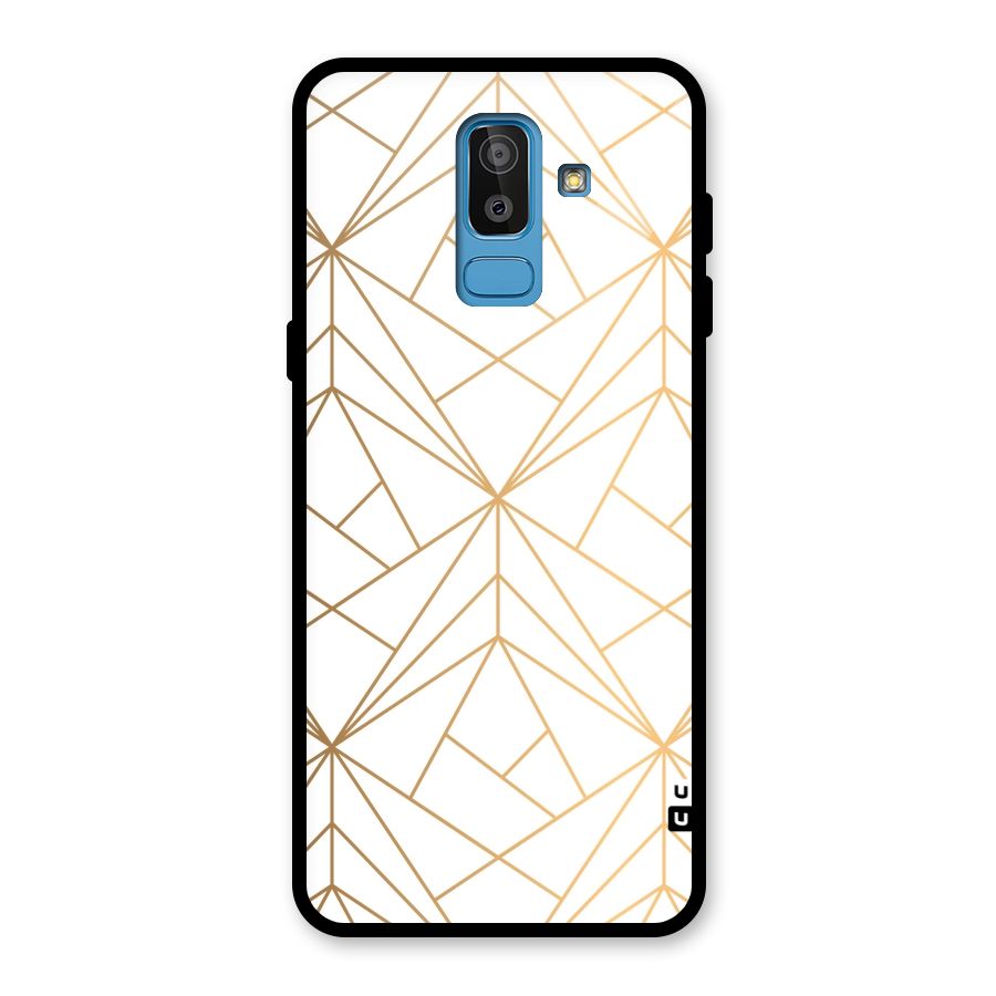 White Golden Zig Zag Glass Back Case for Galaxy J8