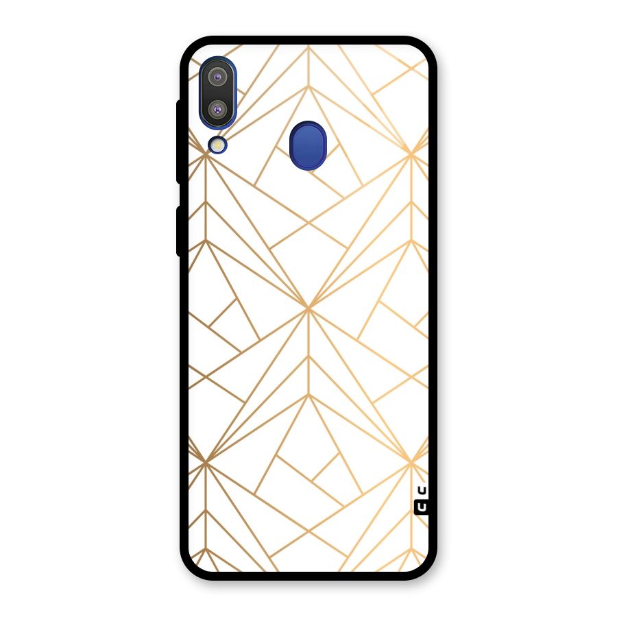 White Golden Zig Zag Glass Back Case for Galaxy M20