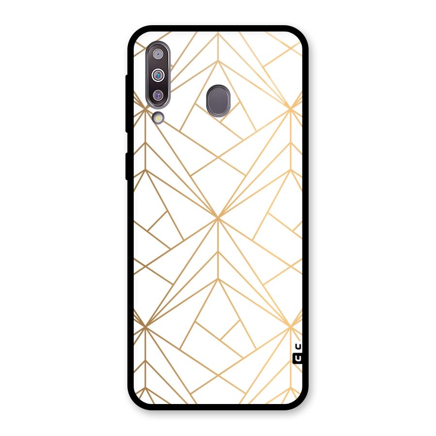 White Golden Zig Zag Glass Back Case for Galaxy M30