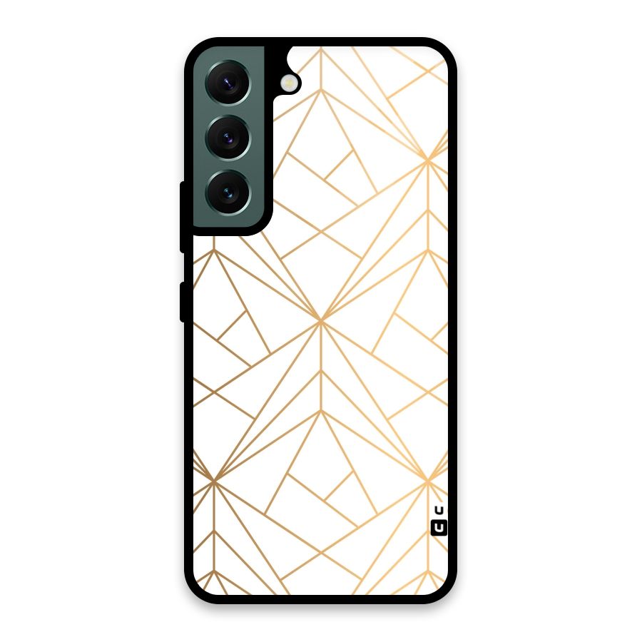 White Golden Zig Zag Glass Back Case for Galaxy S22 5G