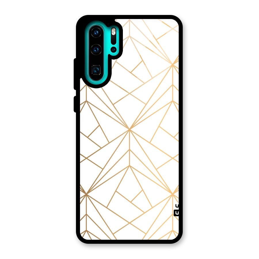 White Golden Zig Zag Glass Back Case for Huawei P30 Pro