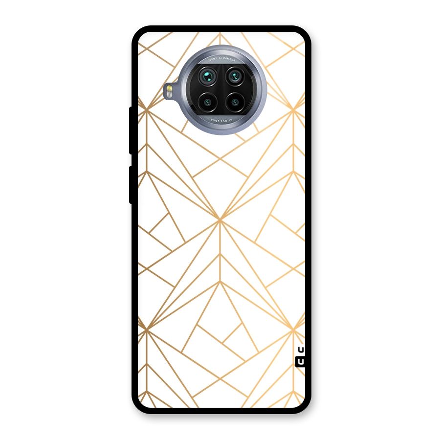 White Golden Zig Zag Glass Back Case for Mi 10i