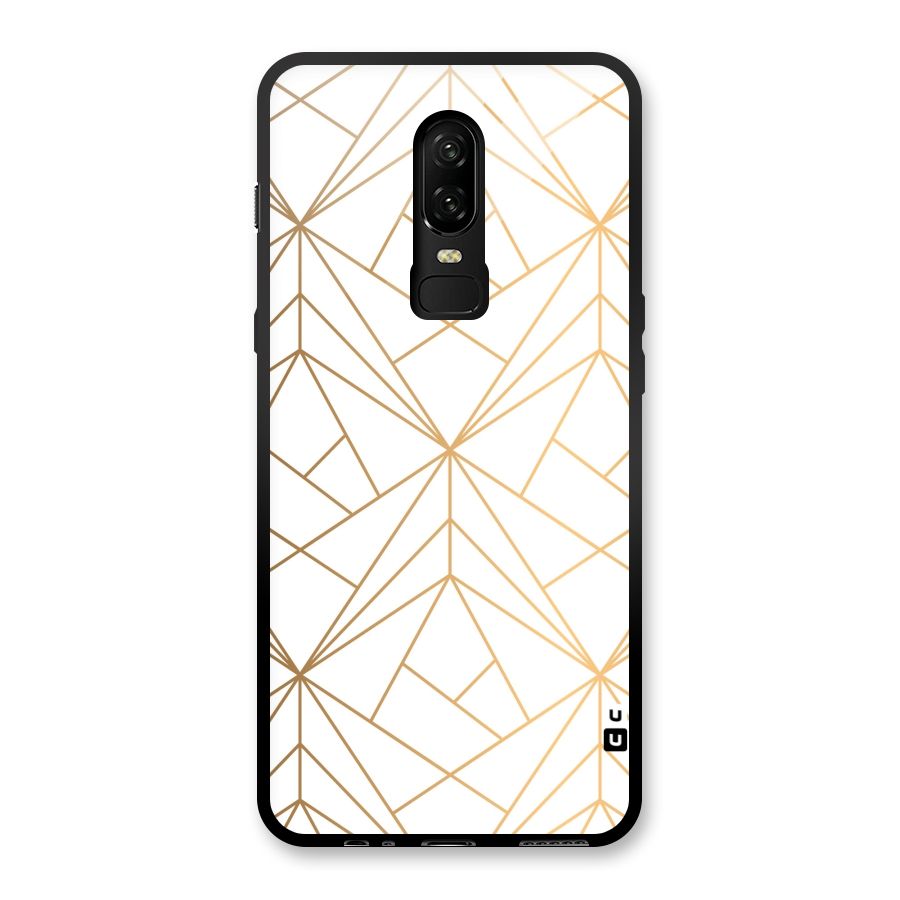 White Golden Zig Zag Glass Back Case for OnePlus 6