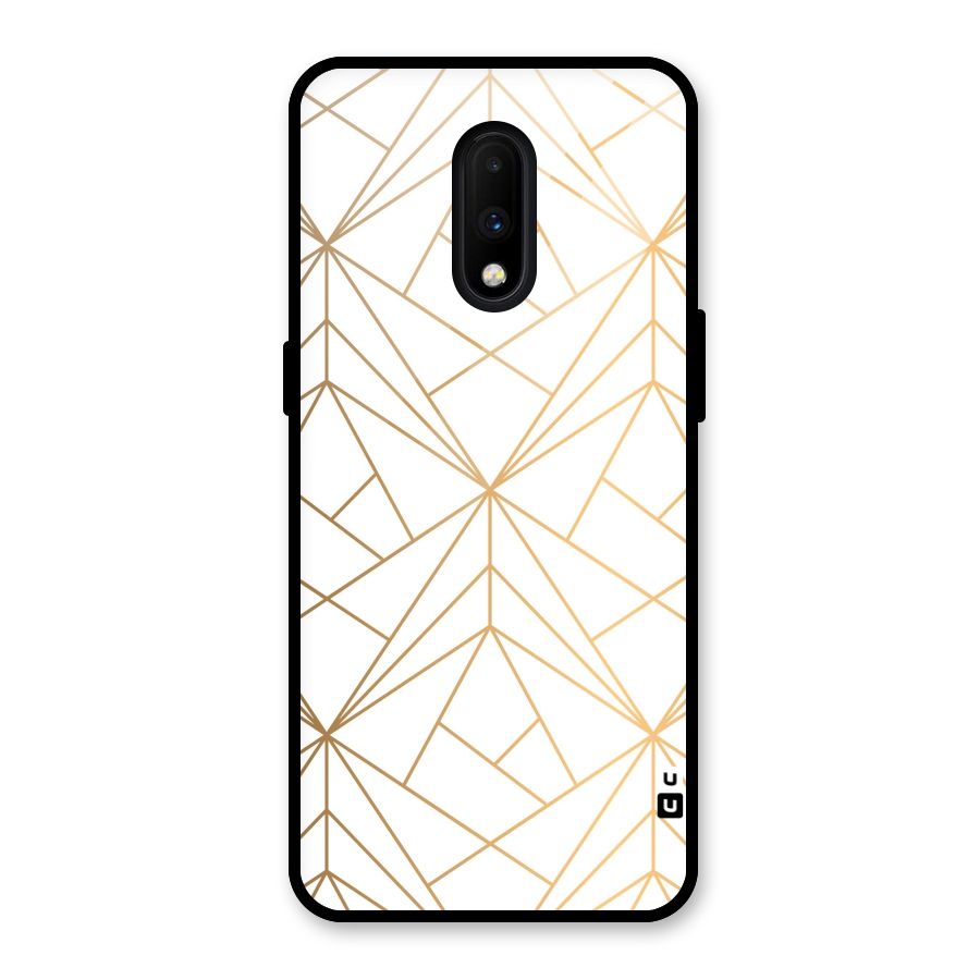 White Golden Zig Zag Glass Back Case for OnePlus 7