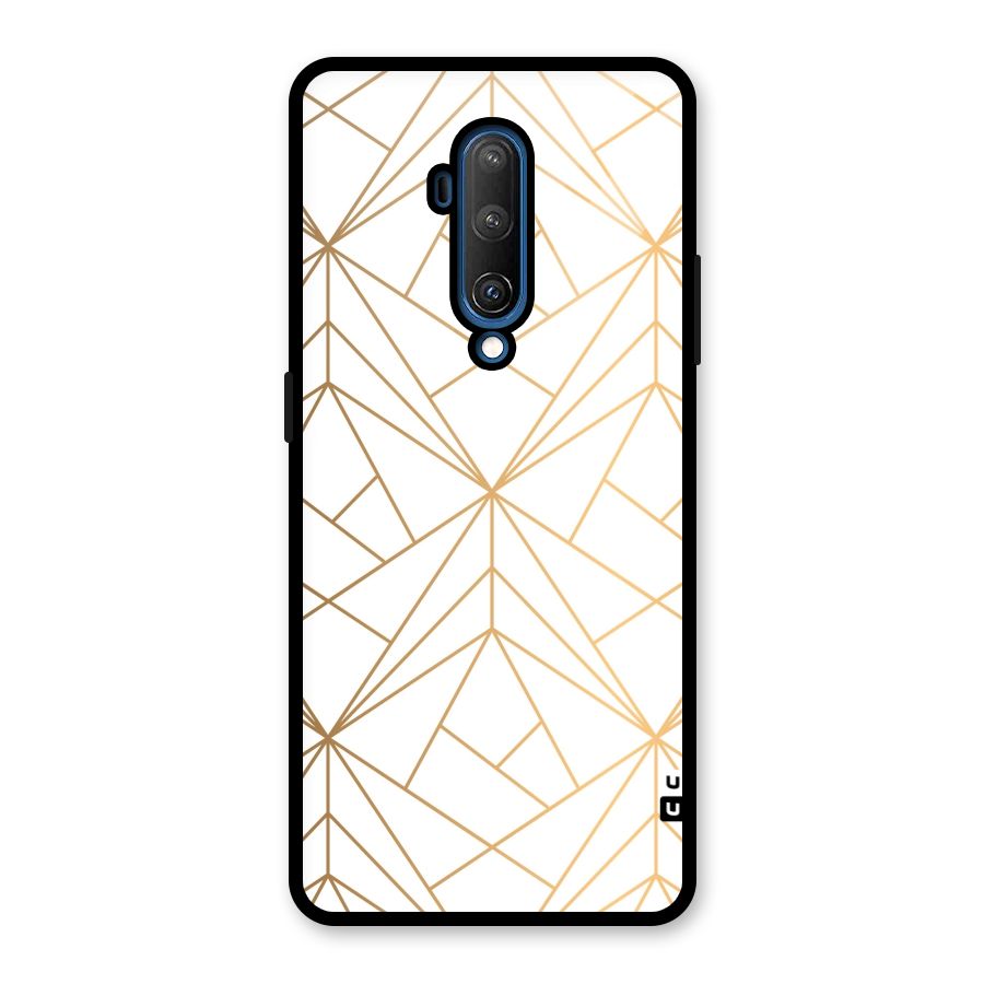 White Golden Zig Zag Glass Back Case for OnePlus 7T Pro