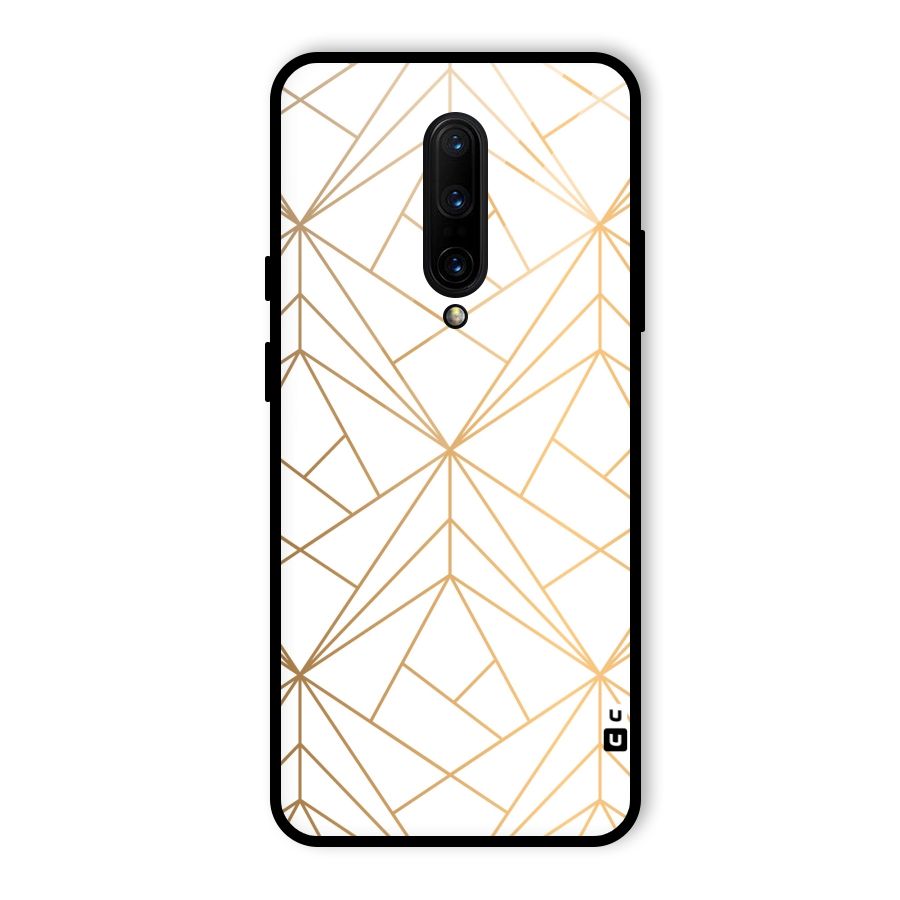 White Golden Zig Zag Glass Back Case for OnePlus 7 Pro