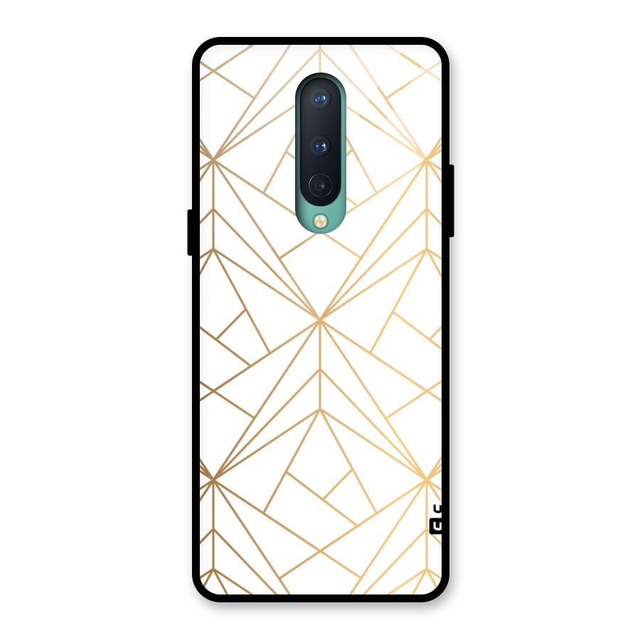 White Golden Zig Zag Glass Back Case for OnePlus 8